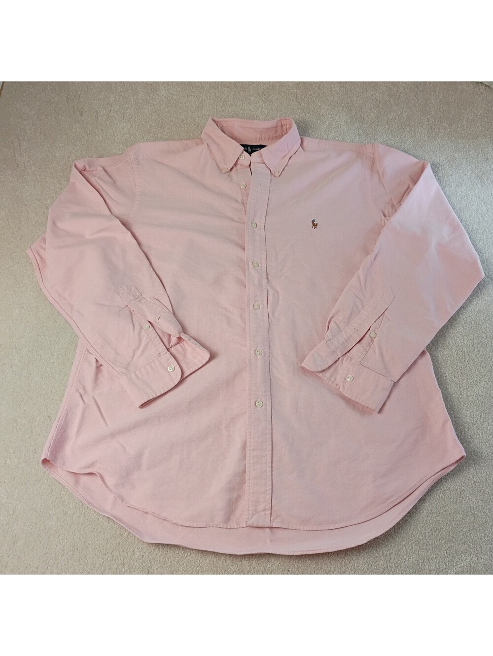 Ralph Lauren Mens Classic Fit Oxford Pony Button Down Dress Shirt Size L Pink